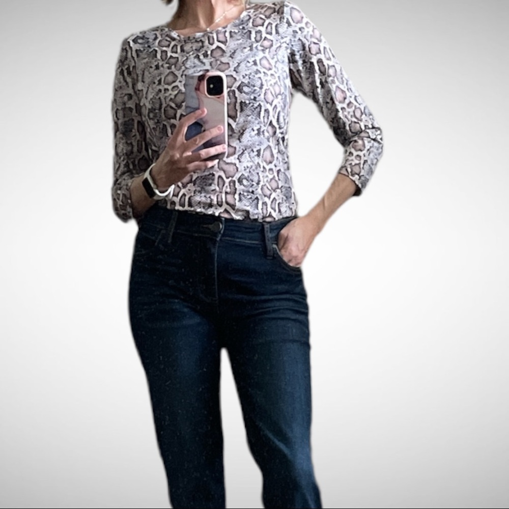 Apanage 3/4 Sleeve Animal Print Top